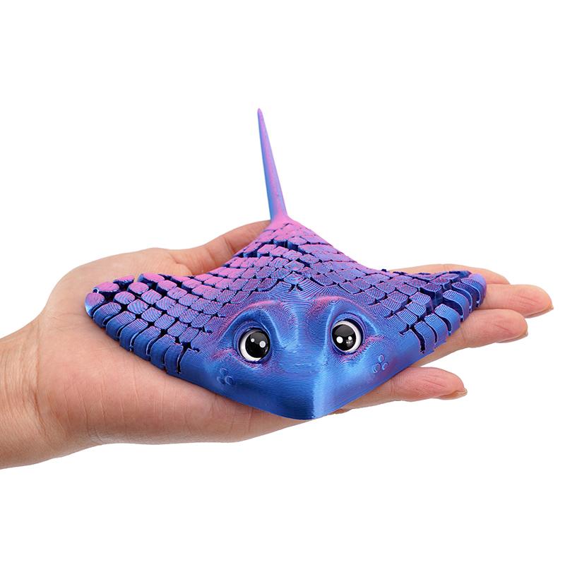 3D Printed Manta Ray Fidget Toy Multicolor Articulated Sensory Toy Manta Rays And Devil Fish Animal Models Home Desktop Ornament