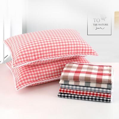 Checkered Quilted Zipper Pillowcase Soft Comfortable Breathable Washed Cotton Pillowslip Student Dormitory Household Adult Pillow Case Bedding