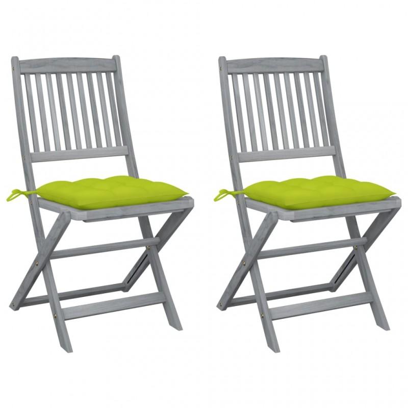 Day and Night - Day and Night Folding Garden Chairs 2 Pcs Cushions Solid Acacia Wood