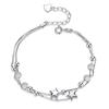 Double Layer Korean Style Star Bracelet with Frosted Beads for Girls - Silver Plated, Trendy & Versatile