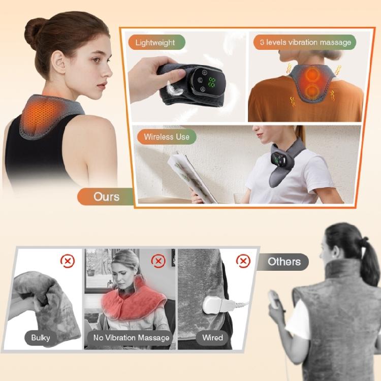 Portable Cervical Massagers Electric Heating Vibrations Mode 5Heat Option Rechargeable Battery For Shoulder Neck
