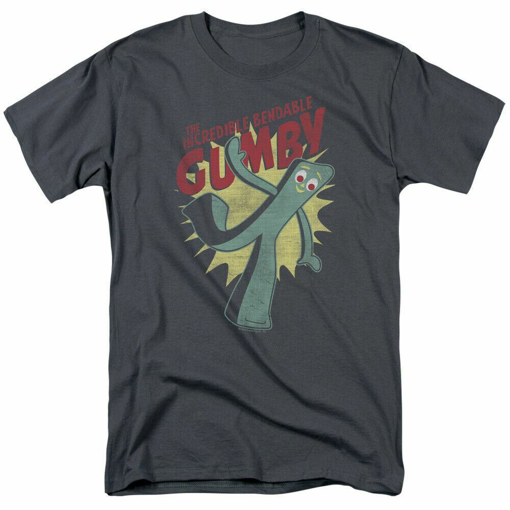 

26 Gumby Bendable Logo T Shirt Mens Licensed Classic TV Show Charcoal Unisex T-Shirt XXXXL