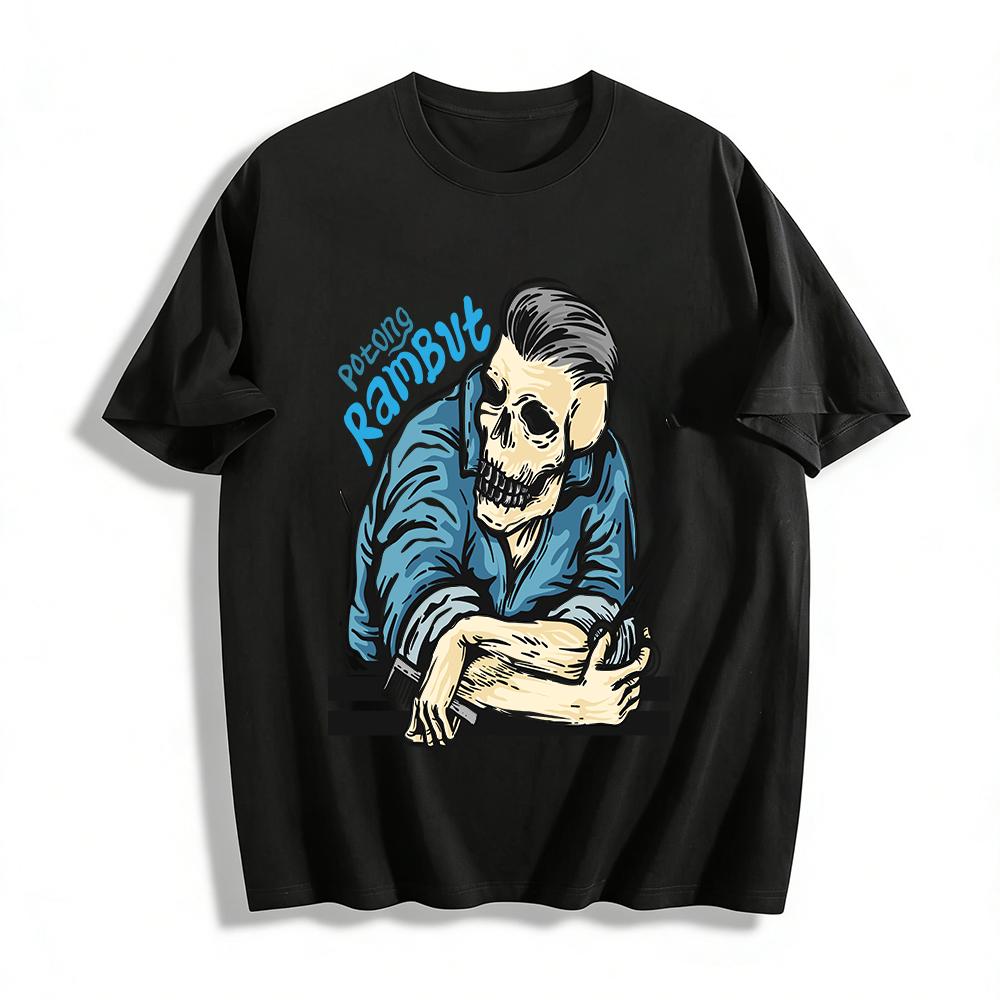 Графическая футболка с изображением черепа для парикмахера Крутая повседневная футболка на тему парикмахерского искусства Футболка из чистого хлопка XXS