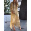 Damen O-Ausschnitt Fledermausärmel Lockerer Schnitt Chiffon Maxikleid Marmorprint Elegant Lässig Sommer Strand Langes Kleid Kaftan Abaya