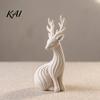PLA 3D Printed Crafts Reindeer Figurine for Christmas Home Decor, Elegant Sitting Elk Statue with Fine Gothic Style Decorations Texture Desk
