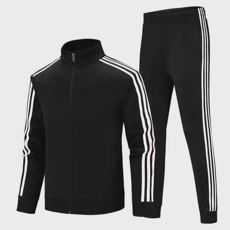 Men's and Women's Slim-Fit Sportswear: Stand-up Collar Running Suits, Versatile Two-Piece Sets for Spring and Autumn, Ideal for Couples.