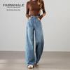 Mark Fairwhale Women's High-Waist Retro Loose Wide-Leg Jeans