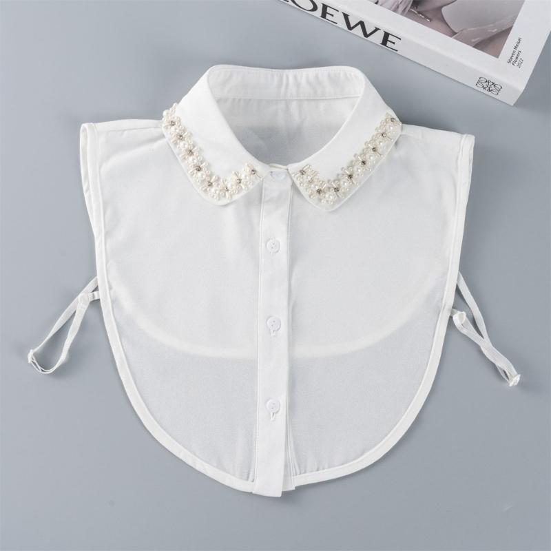 Jeweled Half Shirt False Collar Beaded Rhinestones Spread Lapel Pearls Art Collar Sweet Shawl False Decorative Shawl