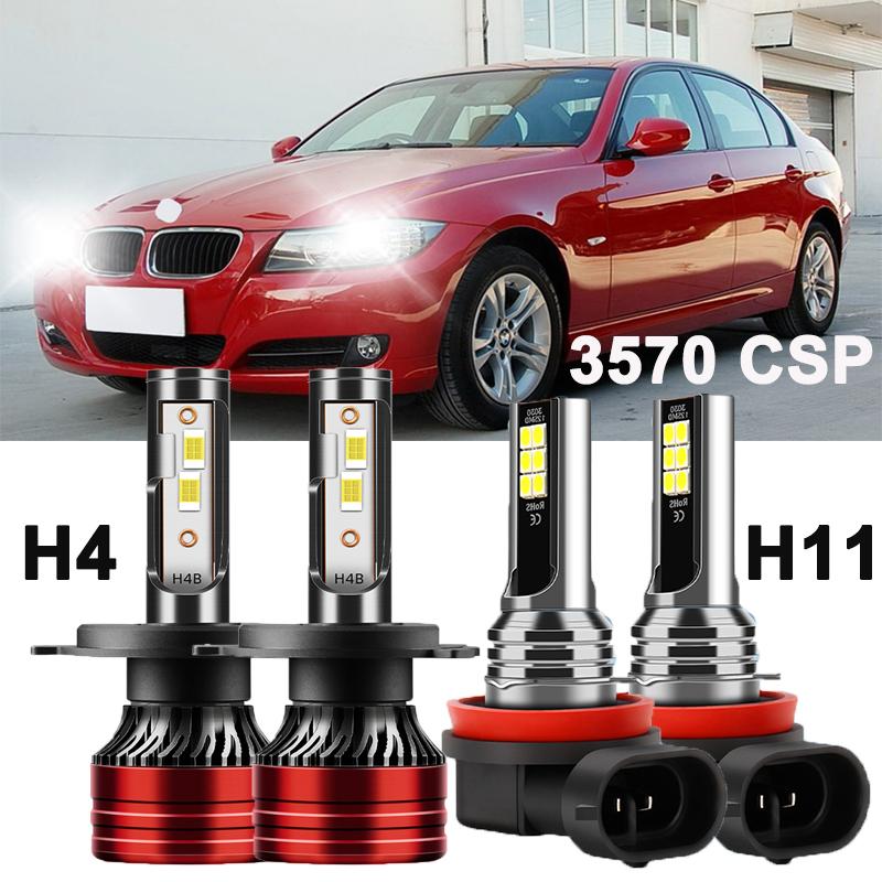 H4 LED Headlights High Low Beam 24000LM 6000K White, Bright 3570 CSP Chip H11 Auto Fog Lamps