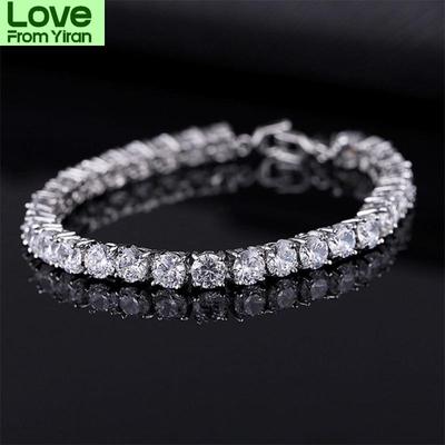 Luxury 4mm Cubic Zirconia Tennis Bracelets Iced Out Chain Crystal Wedding Bracelet For Women Men Gold Silver Color Bracelet