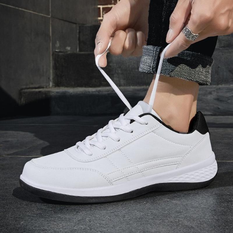 Modne Męskie PU Skórzane Casualowe Sneakersy Elastyczne Buty na Deskę Treningowe Buty Sportowe Lekkie Trenerki Duży Rozmiar 39-48
