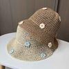Spring and Summer Sweet Flower Versatile Woven Straw Hat Ladies Foldable Travel Sun Hat Big Eaves Sunscreen Beach Hat