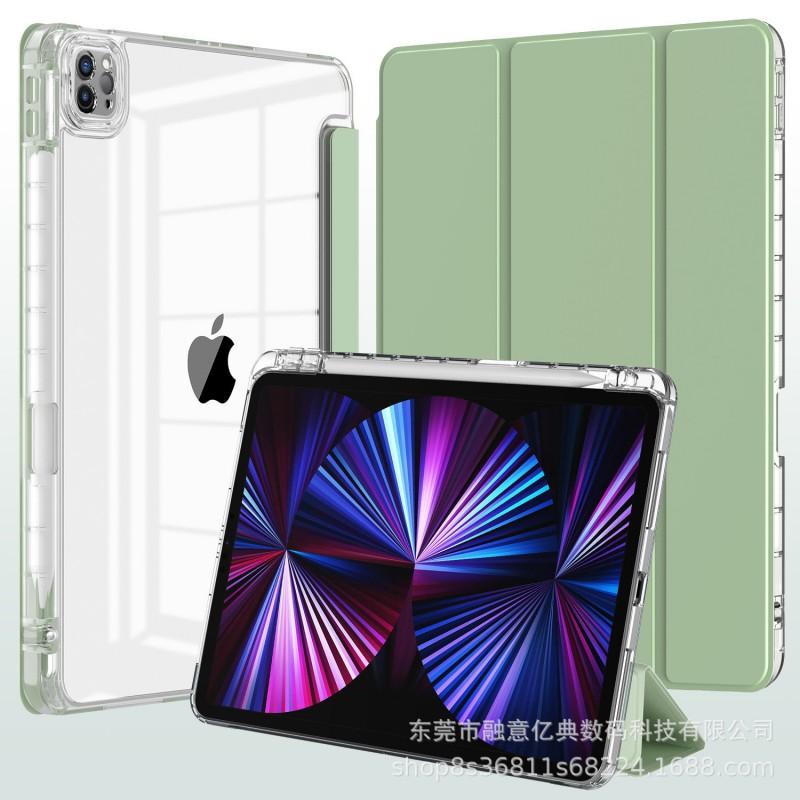IPad 10.9 Inch Case Air 4/5 Pro 11 7/8/9 Gen Clear Acrylic Cover With Pencil Holder Shockproof Anti-bend