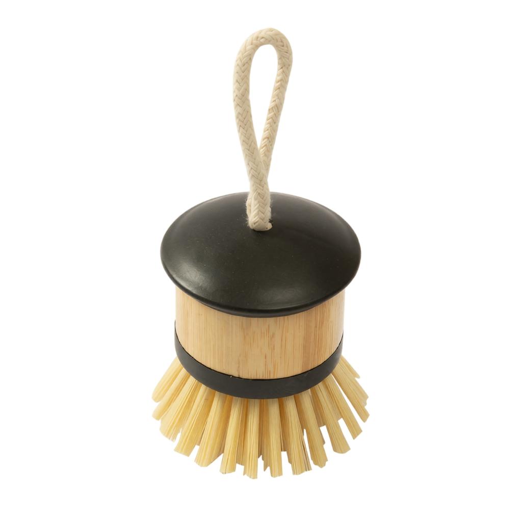 Bamboo Dish Brush with Stiff Bristles for Kitchen Cleaning Durable Scrubbing Brush with Hanging Rope for Pots Pans and Dishes