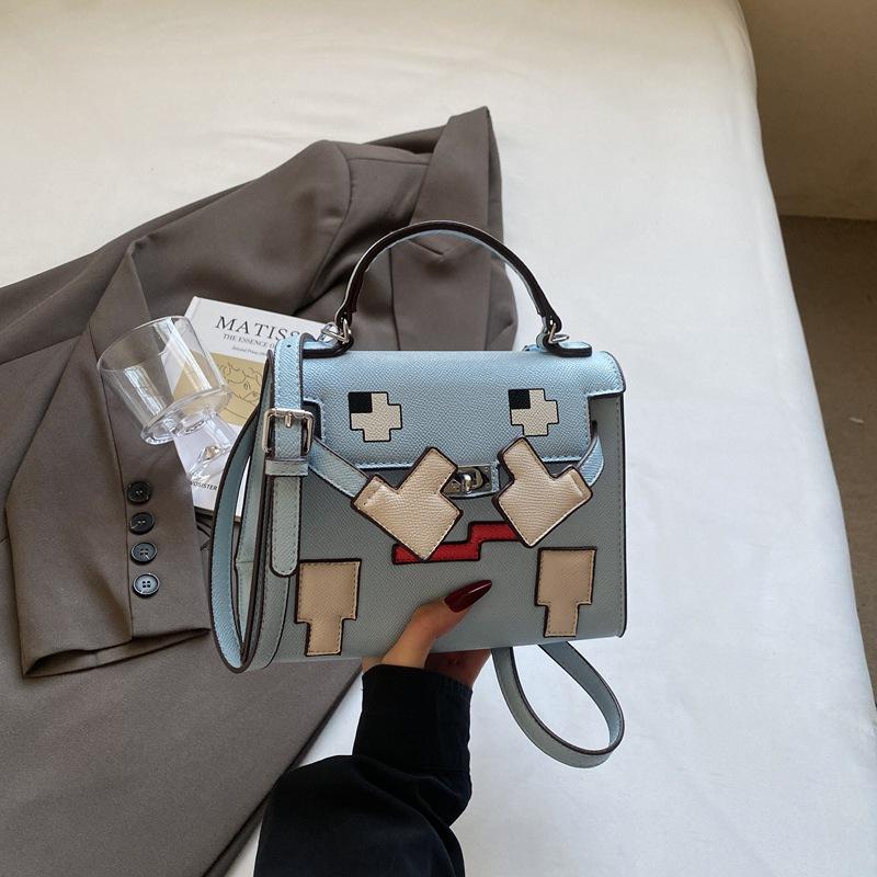 

Новая модная сумка-мессенджер на плечо с роботом, сочетание контрастных цветов, портативная женская сумка синий