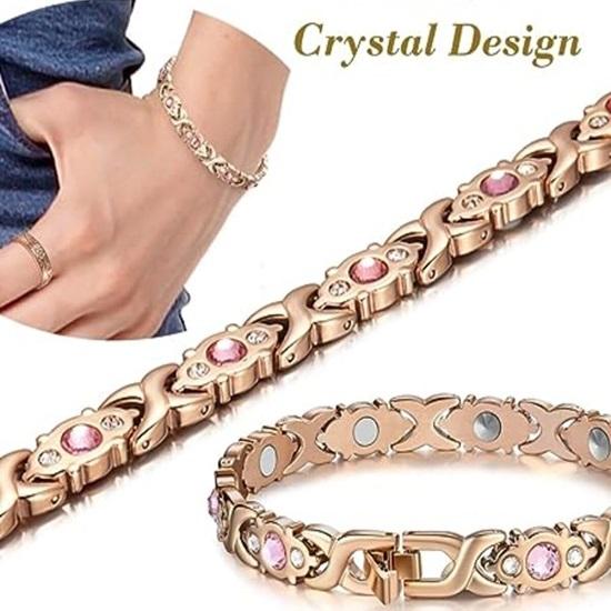 Magnetic Bioenergy Titanium Bracelet for Girls Women Rose Gold
