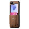 Retro Leather Bracket Wallet with Card Holder Phone Case for Samsung Galaxy Z Flip 6 5 4 3 Flip6 Flip5 Flip4 Protective Cover