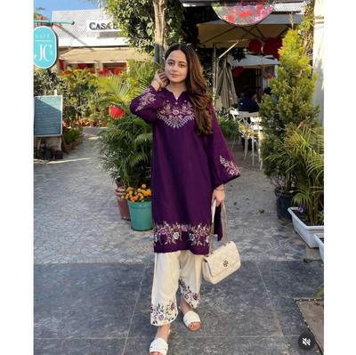 Ensemble Kurta Pantalon en Coton Pur Design Indien Femme Top Bollywood Tunique Kurti Ensemble Cordon
