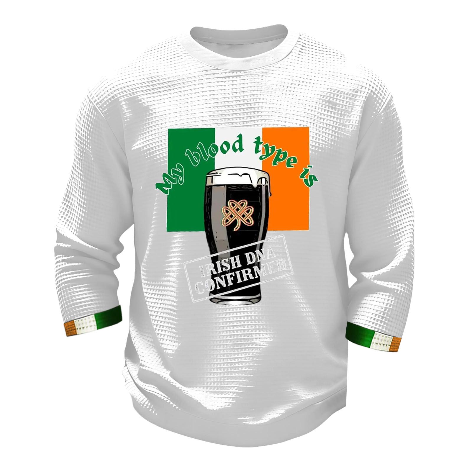 

Men s Fashion Long Sleeve T-Shirt St. Patrick s Day Shirt XL білий
