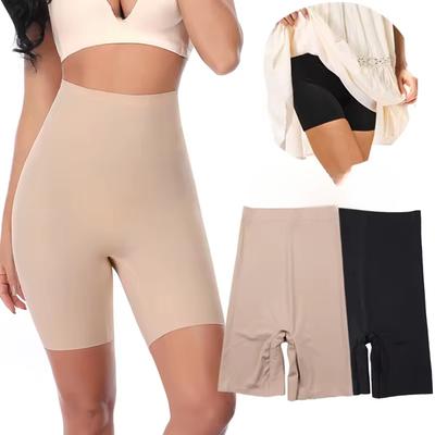 Anti Chafing Slip Short Women High Waist Safety Boyshort Invisible Under Dress Seamless Underwear Cool Smooth Control Panty 2PCS