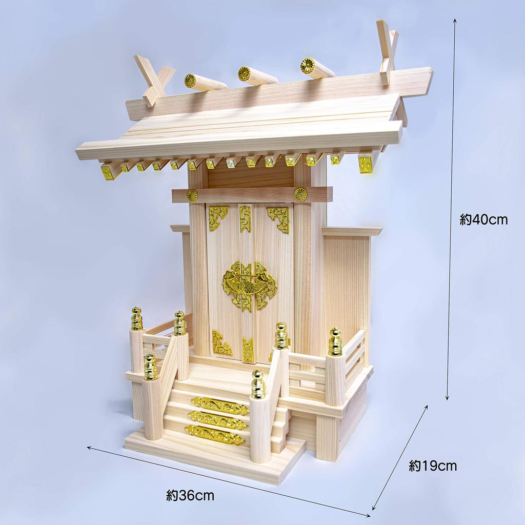 Fitpost Shinto Shrine, Naka Shinmei, Made in Japan, 820312, Natural, Approx. 36 x 19 x 40 cm (13.5 x 7.5 x 15.5 inches), (Oshinfuda-size) Approx. 26