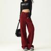 Women's Retro High-Waist Red Wide-Leg Jeans - Slimming, Versatile & Trendy
