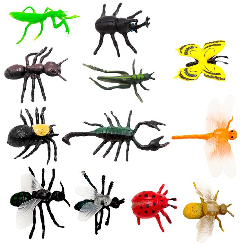 Funny 12Pcs Simulation Insect Toy Spider Model Fun Realistic Ladybird Dragonfly Animal Toy Children'S Wacky Toys Birthday Gifts