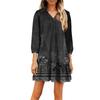 Women's Fashion Elegant Autmn And Winter Long Sleeve V,Neck Christmas Print Dress