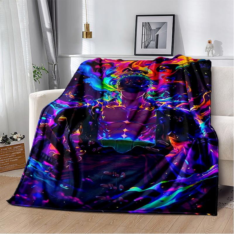 3D One P-Piece Cartoon Anime Flannel Blanket Soft Warm Throw Blanket for Bedroom Living Room Bed Camping Picnic Office Kids Gift