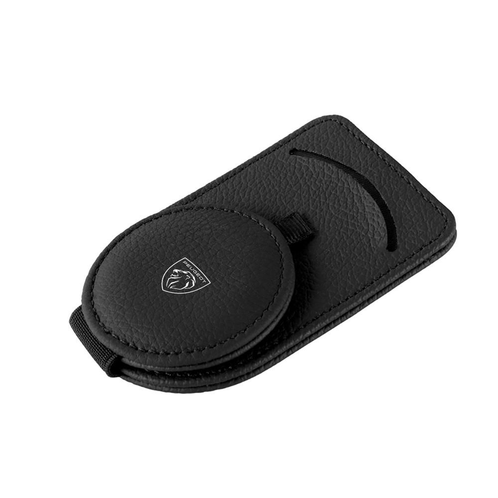 For Peugeot 206 2008 306 307 3008 406 4008 5008 607 1008 508 108 106 1PCS PU Leather Car Sun Visor Glasses Holder Center CoverF