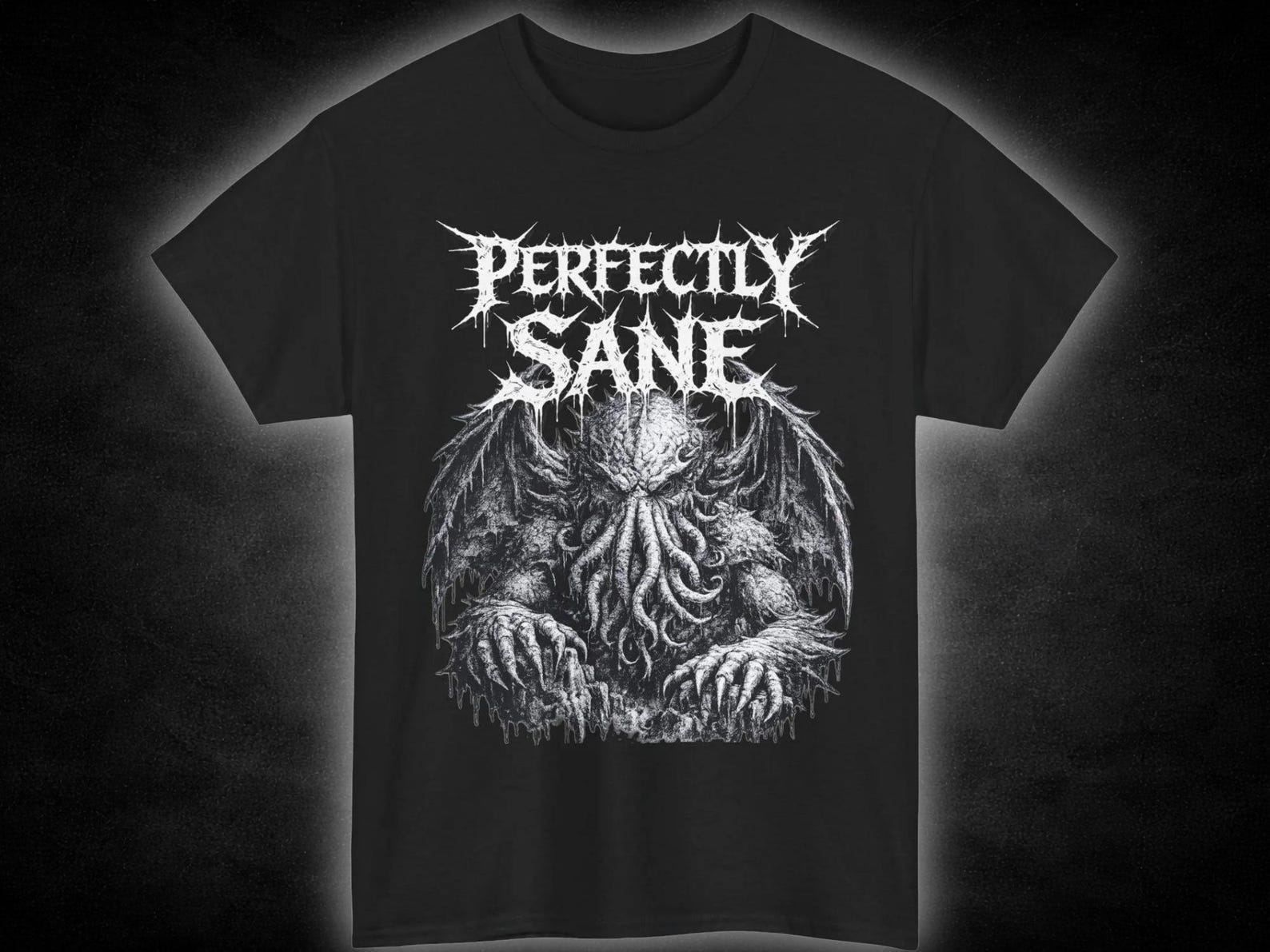 Perfectly Sane Cthulhu Illustration T-Shirt | Lovecraft Horror Tee 2XL