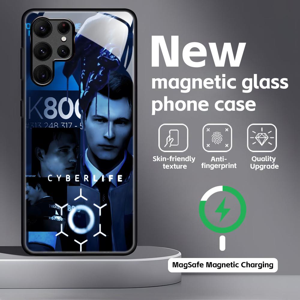 Klassisches Spiel Detroit Become Human Handyhülle für Samsung S26 S25 S24 S23 S22 S21 Plus Ultra Note20 Glas Magnetische Hülle