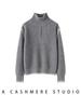 Women's Gray Half-Zip High Collar Cashmere Sweater - Color Block, Loose Knit Korean Style Base Layer