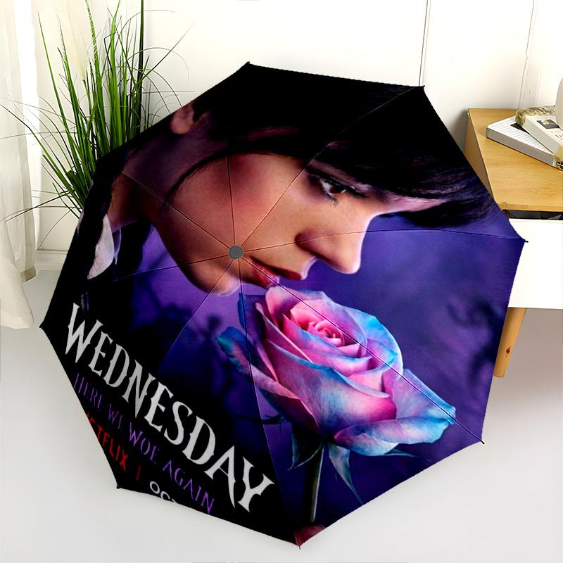 Wednesday'S Shadow Folding Umbrella Umbrella Durable Gift Printing Sun Umbrella