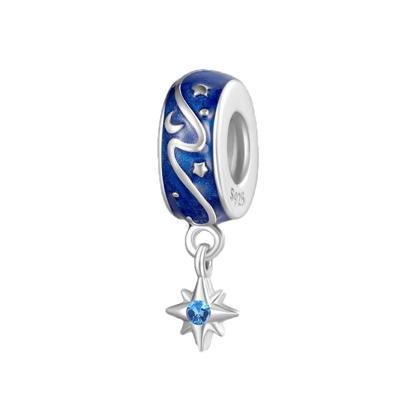 925 Silver Blue Starry Sky Rainbow Charm Pendant DIY Bracelet Jewelry Gift for Women Men Fashion Accessories