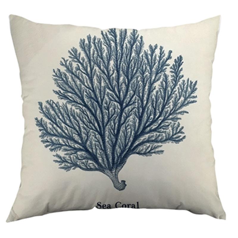 

New Pillowcase Ocean Series Seahorse Coral Pattern Pillow Office Pillow Pillowcase Short plush 45X45CM pillow cover