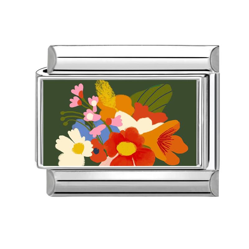 New Brilliant Colorful Flower Butterfly Series Italian Charm Links Fit 9mm Stainless Steel Bracelet Women Men DIY Making Jewelry