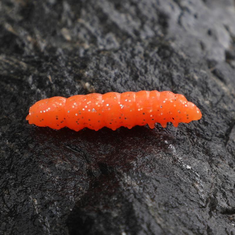 12Pcs Glow Uv Reactive Larva Soft Bait 38Mm Floating Tpr Worm Strong Cheese Scent Freshwater Lure Catfish Ultralight Tackle