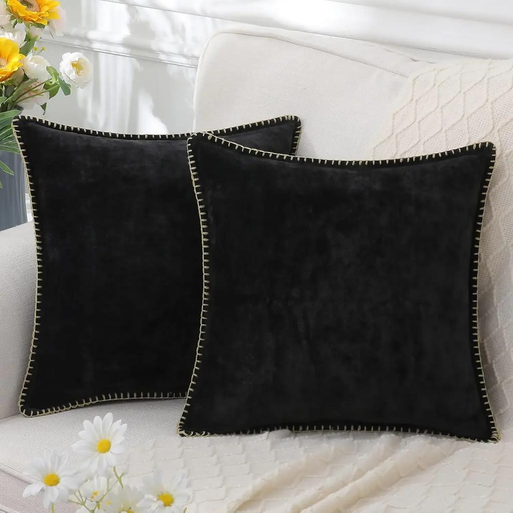 Fall Decorative Cozy Throw Pillow Covers Cases for Couch Sofa Home Decoration Solid Dyed Soft Chenille Fall Orange Cushion Cover