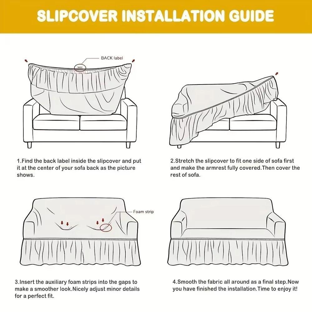 Stretch Fabric Full Cover Sofa Cover Sea Wave Pattern Dustproof Sofa Cover  Home Decoration