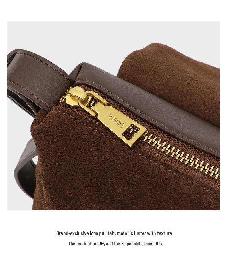 Women's Genuine Leather Crossbody and Shoulder Bag - 2026 Spring/Autumn Collection, Exquisite Suede with High-End Texture
