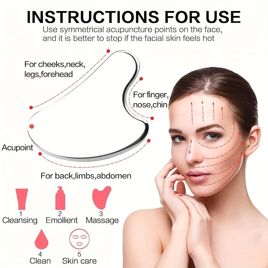 2pcs Facial Massager Stainless Steel Gua Sha Facial Tool Y Shape Blackhead Scraper Face Body Massage Accessories for Relaxing