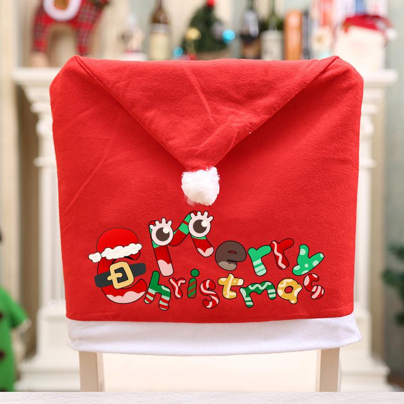 3pcs Christmas Chair Cover Red Santa Claus Hat Dining Chair Cover for New Year Merry Christmas Party Home Kitchen Table Decor