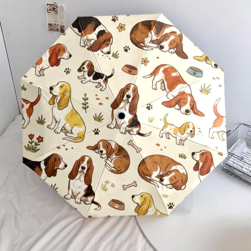 1 PC Automatic Folding Umbrella - Cute Dog Pattern, Portable & Foldable Design with 8 Ribs, Christmas Birthday Gifts