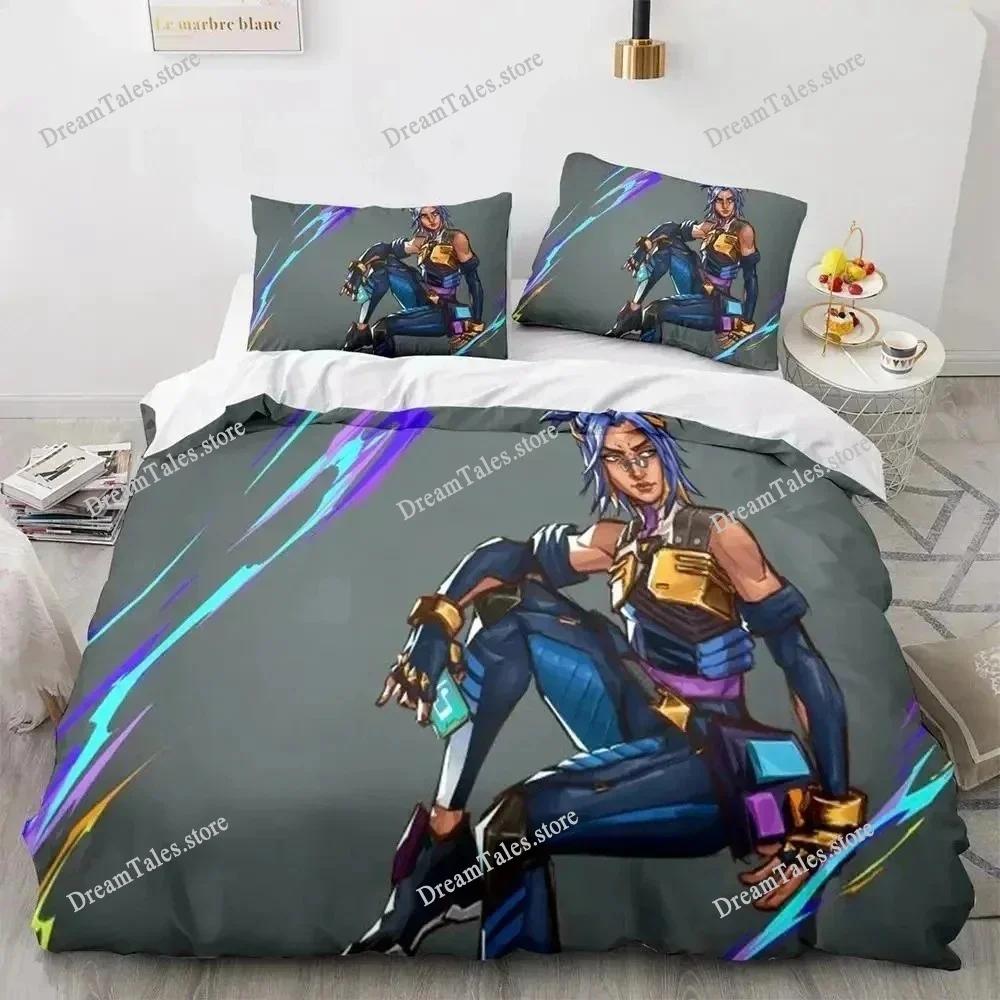 Game Valorant Neon Bedding Set Boys Girls Twin Queen Size Duvet Cover Pillowcase Bed Kids Adult Fashion Home Textileextile741