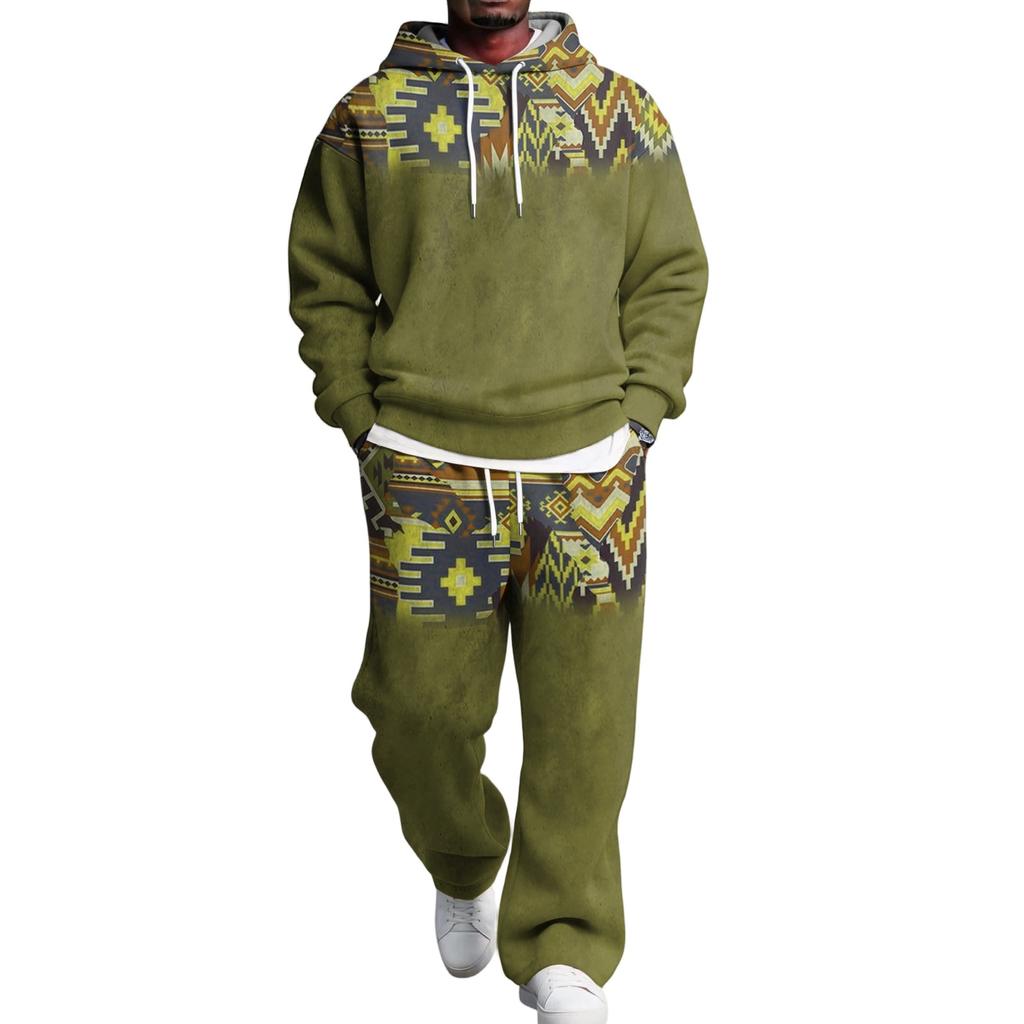 Completo con Felpa e Pantaloni da Tuta da Uomo con Vita Elastica, Outfit Casual Due Pezzi