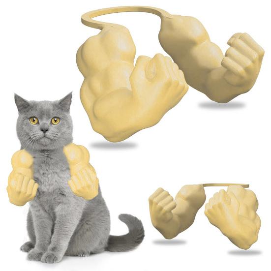 Cat Muscle Arm Costume 3D Printed Cat Neck Arm with Muscle Funny Cat Neck Hanging Decoration Halloween Birthday Party Supplies