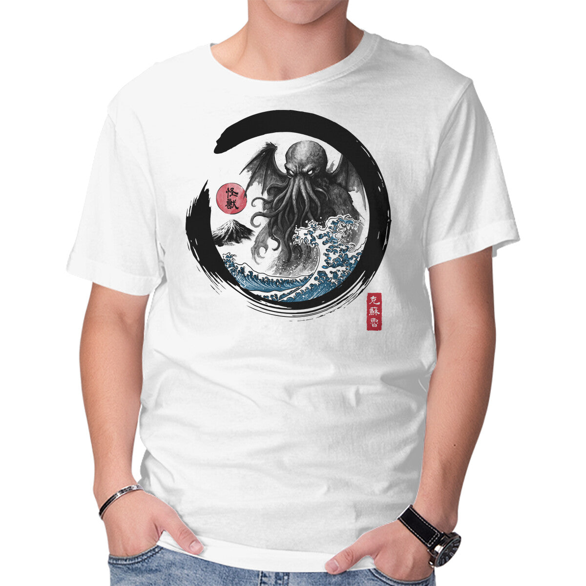 Unisex Crew Neck T-Shirt Enso Great Old One Graphic Short Sleeve Casual Tee S