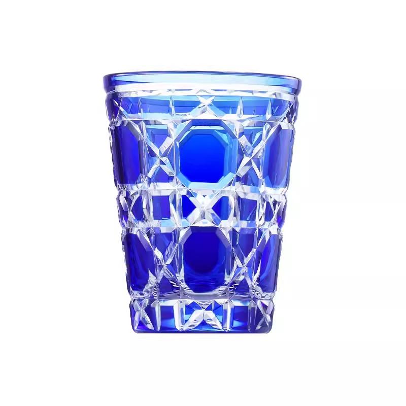 Handcarved Glass Crystal Cup Style Creative Engraved Chessboard Whiskey Glass Wine Glass 310ml Crystal