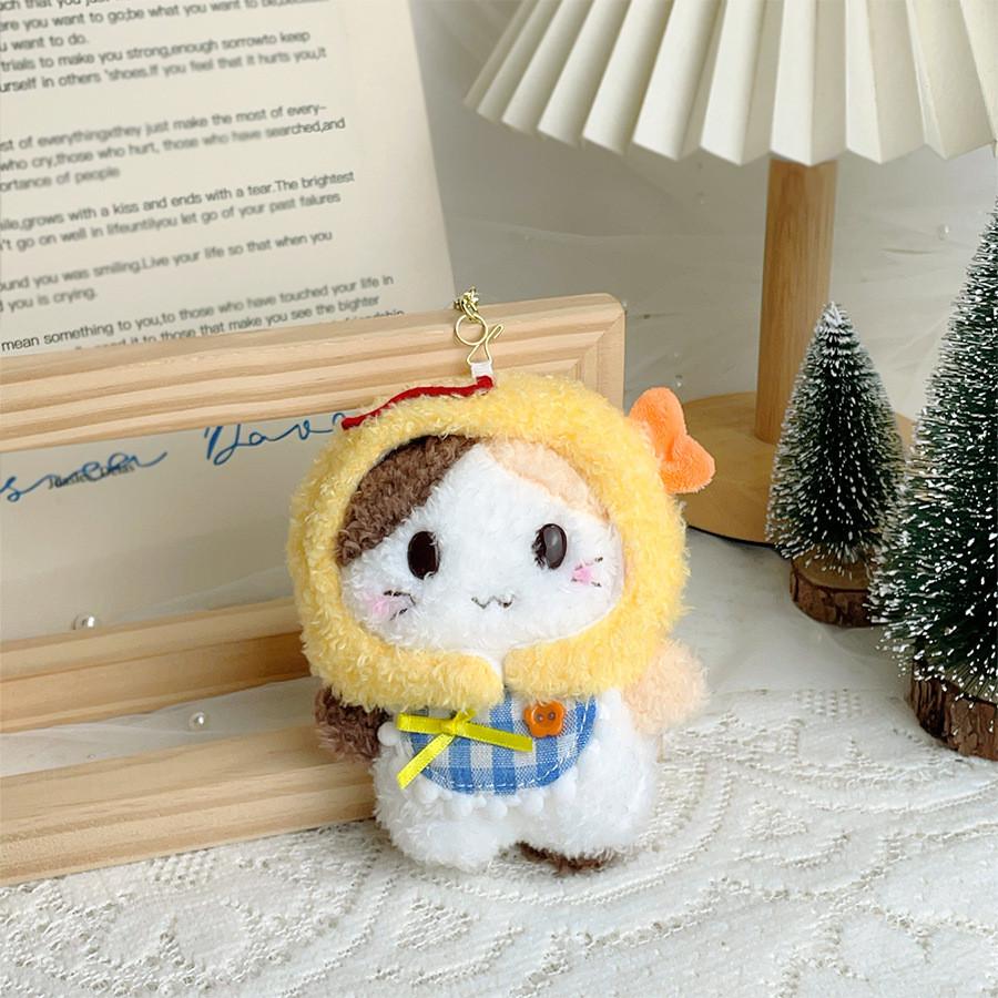 Cute Cat Plush Keychain With Short Pile Fabric For Backpack Decoration